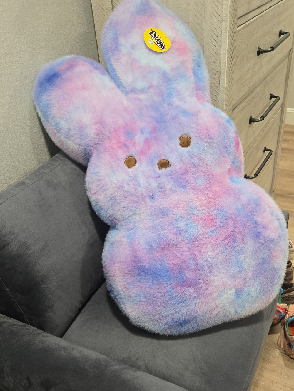 Easter Peeps Pastel Plush Bunny Pillow - Tie-Dye Pink & Blue
